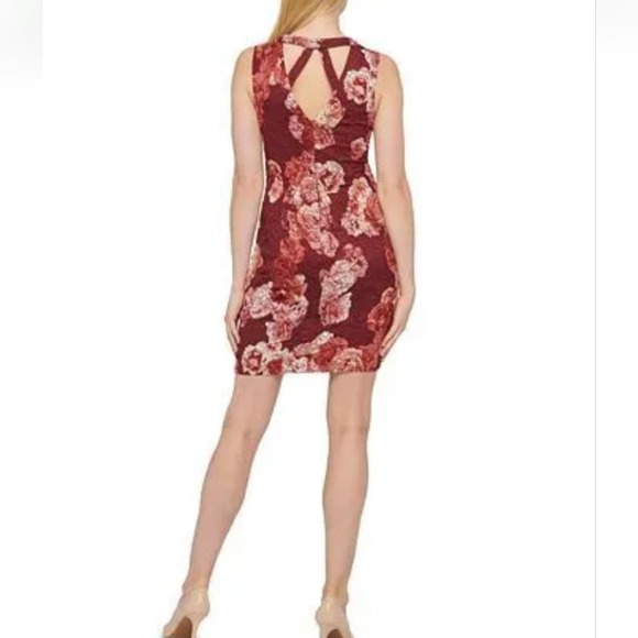 GUESS Women's floral Printed‎ Lace Cutout Dress Red Size 6, 2, 0 new! - Picture 3 of 11